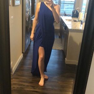 Blue BCBGMAXAZRIA Chiffon One Shoulder Dress